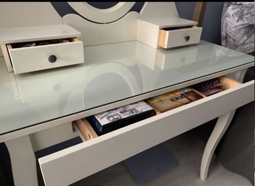 Туалетные столики: Туалетный столик, С зеркалом, цвет - Белый, МДФ — 3