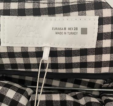 mint boja: ZARA pantalone sa sitnim gingham (pepita) karoom u crno-beloj — 3