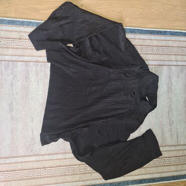 crop top majice: H&M, L (EU 40), Single-colored, color - Black