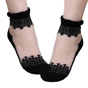 foot patch: Носки на хлопковой подошве, летние тонкие шелковые кружева с — 1