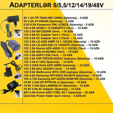 Digər kompüter aksesuarları: Adapterlər “5/5,5/12/14/19/48V 0,5/1/2/3/4/5A” ⭐5V 1.2A TPI TSA9-050 — 2