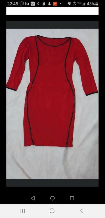krojevi haljina za punije dame: S (EU 36), M (EU 38), bоја - Crvena, Drugi stil, Dugih rukava
