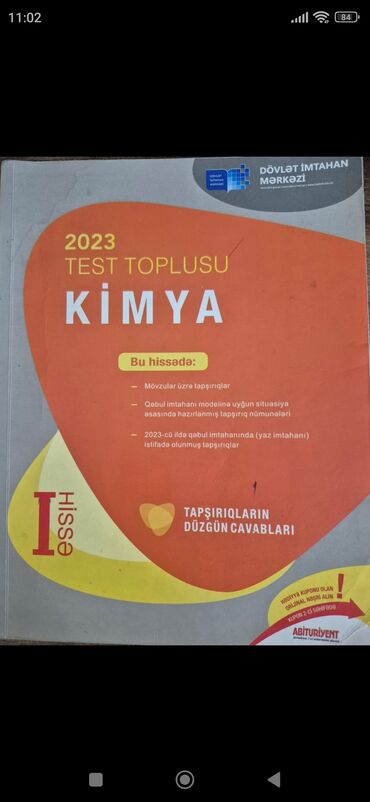 Testlər: Kimya Testlər 11-ci sinif, 1-ci hissə, 2023 il