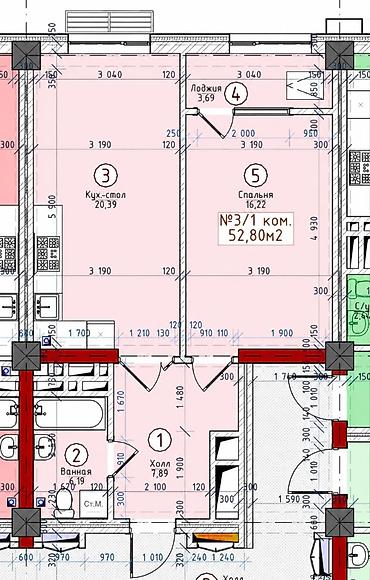 алинур: 1 комната, 52 м², Восток-5 мкр 10 этаж — 2