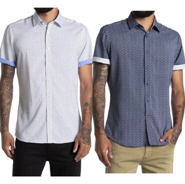стильные мужские рубашки с коротким рукавом: Рубашка S (EU 36), M (EU 38), L (EU 40), цвет - Голубой