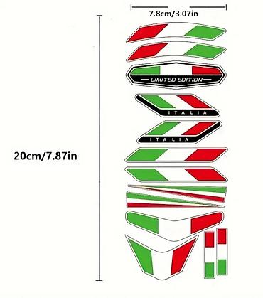 spica ruma: Ukrasni set nalepnica – Italijanska zastava (trikolore) za moto/auto — 2