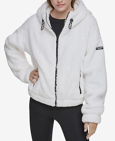 Şəxsi əşyalar: Calvin Klein Performance qadın xəz-effektli kapüşonlu svitşört/jaket — 3