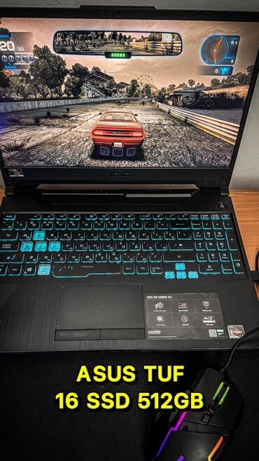 ноутбук tuf: Ноутбук, Asus, 16 ГБ ОЭТ, AMD Ryzen 5, 15.6 ", Колдонулган, Оюндар үчүн, эс тутум SSD