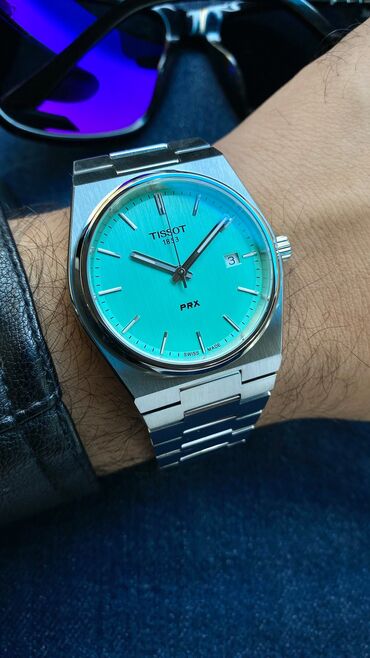 старые наручные часы: Новинки 2024 года! Мужская коллекция Tissot PRX! Цвет Tiffany в