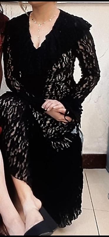 dəri ceket: Qara krujeva ziyafət donu - Rəng: qara - Parça: yumşaq elastik — 2