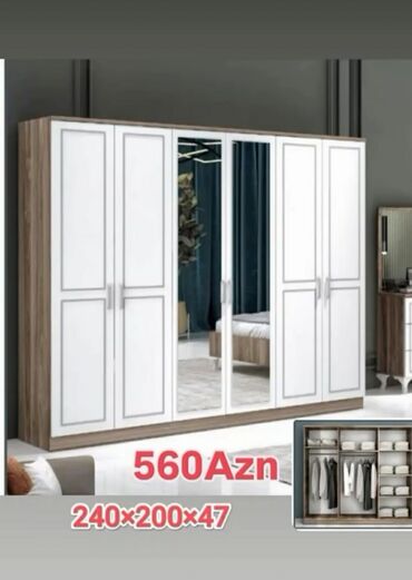 Dolablar: Yeni, Açılan, 5 qapı Düz dolab, Qarderob, paltar dolabı, Azərbaycan — 11