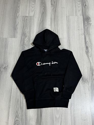 начес: Мужская толстовка, M, L, XL, Champion, Новый, цвет - Черный, Самовывоз, Платная доставка — 1