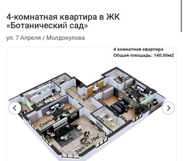 Продажа квартир: 4 комнаты, 140 м², Элитка, 6 этаж, ПСО (под самоотделку)
