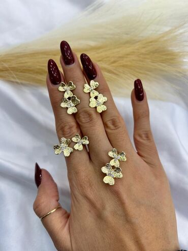 Bijuteriya dəstləri: Qızılı rəngdə zərgərlik dəstləri - Dörd yarpaq yonca dizaynlı dəst — 6