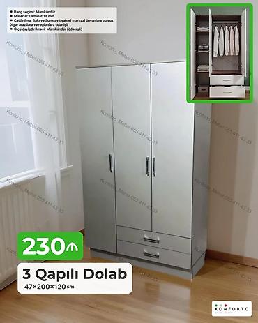 Dolablar: 3 qapılı geyim dolabı - Ölçülər: 47 × 200 × 120 sm - Material: 18 mm — 1