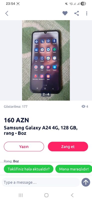 Mətbəx texnikası: Samsung Galaxy A24 4G, 4 GB, rəng - Narıncı, Barmaq izi, Face ID