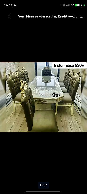 masa ayaqlari: Yeni, Açılmayan, Dördbucaq masa, 6 stul — 1