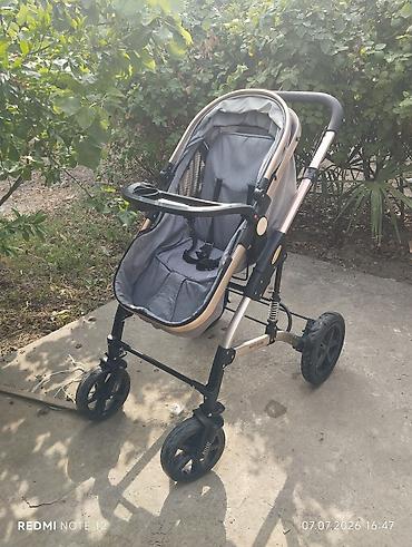 uşaq üçün manej: Uşaq arabası – Baby Home - Rəng: boz parça, qızılı çərçivə - Çərçivə — 6