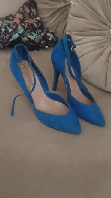 женские туфли на каблуках: Туфли, Размер: 38, цвет - Синий, Б/у