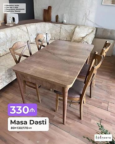Masa Dəsti – 80×130/170 sm - Mexanizm: açılan (uzadıla bilən) - Stul