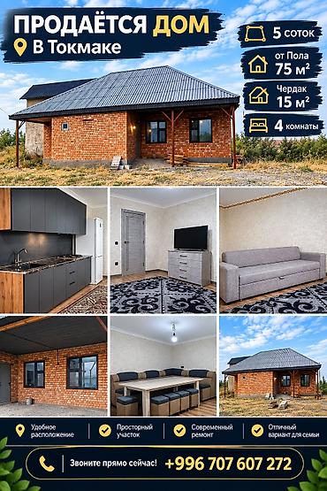 4 комнаты, 75 м², 5 соток, Электричество, Канализация, Горячая вода