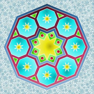 Şəkillər, tablolar: Rəngli mandala divar sənəti – 4 ədəd rəqəmsal illüstrasiya dəsti — 3