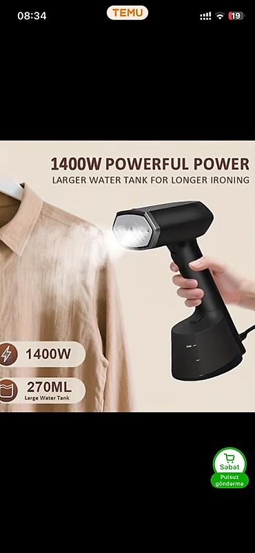 Бытовая техника: 1400W əl buxarlı ütü Məhsul sifarişlə gətirilie - Güclü 1400W buxar — 1