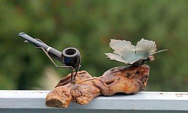 Stare vaze i dekor: Stara pepeljara sa dva držača za lule na drvenom postolju. Stara — 1