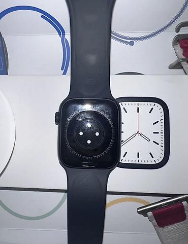 часы apple watch 7: Apple Watch Series 7, 45 мм, алюминий (Midnight) с силиконовым — 1