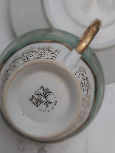 Qab-qacaq və mətbəx ləvazimatları: Çay dəsti, rəng - Yaşıl, Farfor, 6 nəfərlik — 6