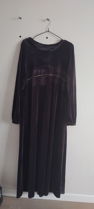 фиолетовое длинное платье: Повседневное платье, Made in KG, Осень-весна, Длинная модель, Велюр, XS (EU 34), XL (EU 42), 2XL (EU 44)