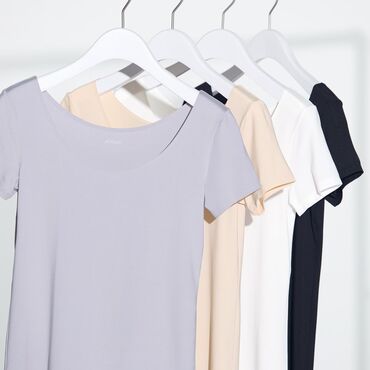 белая футболка женская: Футболка, Классикалык модель, Solid print, Жапония