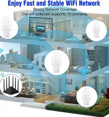 Modemi, ruteri i mrežni uređaji: Wi‑Fi 6 repetitor/ekstender sa 6 antena – Ourlife, u crnoj i beloj — 9