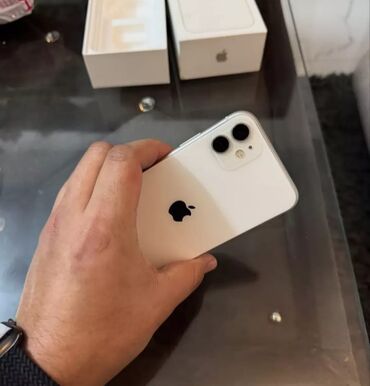 Apple iPhone: IPhone 11, 128 GB, Ağ, Zəmanət, Face ID, Sənədlərlə