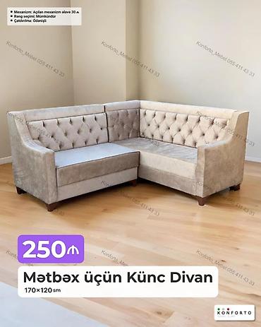 samdanlar: Mətbəx üçün Künc Divan – 170×120 sm - Müasir dizayn: yumşaq — 1