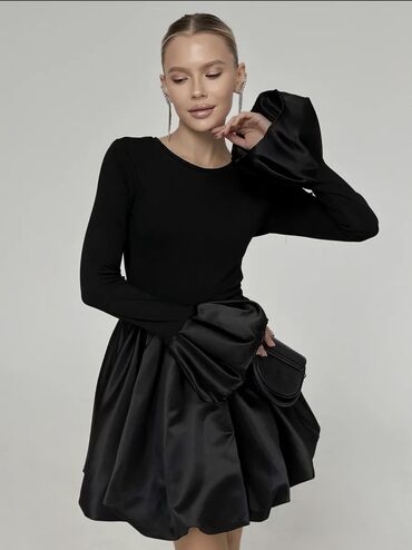 Вечерние платья: Вечернее платье, Коктейльное, Короткая модель, Атлас, С рукавами, S — 9