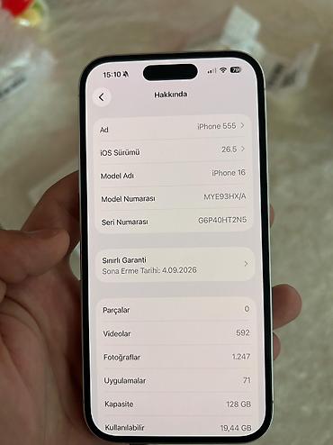 prodat iphone: IPhone 16, 128 GB, White Titanium, Barmaq izi, Simsiz şarj, Face ID — 8