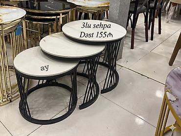 divan kafe: 3-lü sehpa dəsti — 155₼ - 3 ədəd yuvarlaq sehpa: bir-birinin altına — 1
