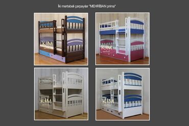 İkimərtəbəli uşaq çarpayıları: Oğlan və qız üçün, Yeni, Çarpayı, Matras ilə, Siyirməli, Taxta — 5