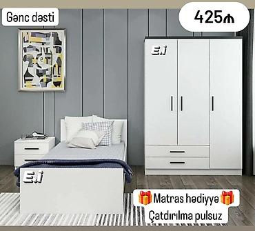 yataglar: *Gənc Yataq Dəsti 425 Azn💥* *Matras hədiyyə🎁* ✔️Rəng seçimi var Ölçü — 1