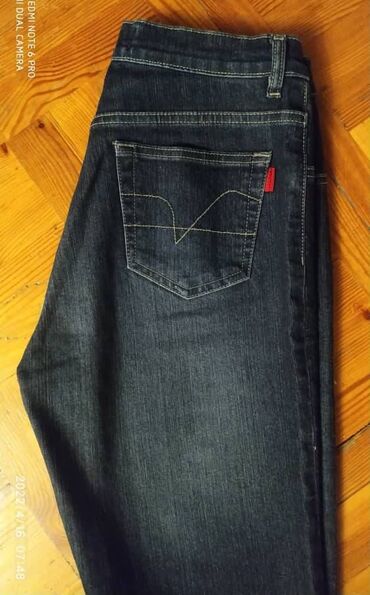 женские джинсы для полных: Джинсы, Клеш, Средняя талия, Стрейч, 3XL (EU 46)