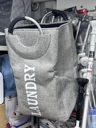 плетённые корзины: Корзина для белья «LAUNDRY» с жесткими алюминиевыми ручками. - — 2