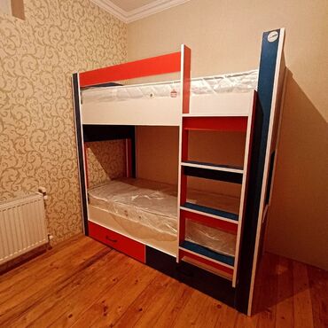 İkimərtəbəli uşaq çarpayıları: Oğlan və qız üçün, Çarpayı, Matras ilə, Siyirməli — 3