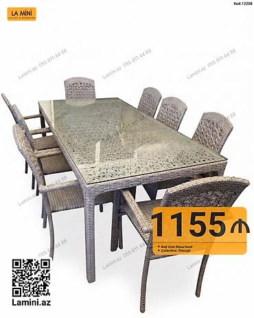 Bağ üçün divan-kreslo dəsti - Komplekt: 1 ədəd 3 nəfərlik divan, 2