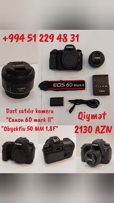 Fotokameralar: Dəst satılır kamera və linza şəxsi özümündür. "Canon 6D mark ll" və