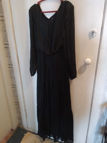 чёрное платье 38 размер: Повседневное платье, Китай, Осень-весна, Длинная модель, Шелк, Прямое, M (EU 38), L (EU 40)