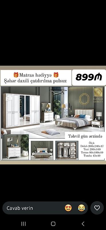 Yataq otağı dəsti – 899₼ Komplekt: - Dolab: 200×240×47 - Taxt lalafo.az -da Yataq otağı dəsti – 899₼ Komplekt: - Dolab: 200×240×47 - Taxt