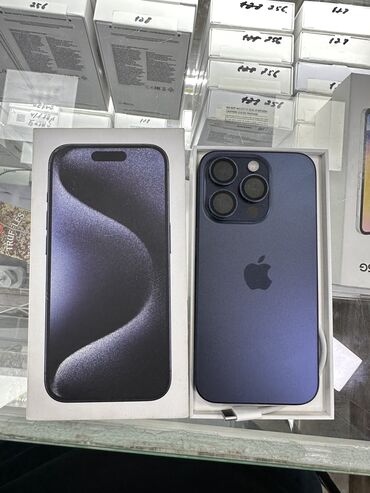 айфона 15: IPhone 15 Pro, Колдонулган, 512 ГБ, Көк, Коргоочу айнек, Каптама, Кабель, 95 %