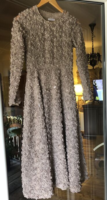 skims haljina bershka: S (EU 36), color - Grey, Cocktail, Long sleeves