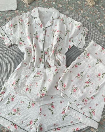 Пижамы: Пижама, Муслин, Китай, На пуговицах, 2XL, M, L — 5